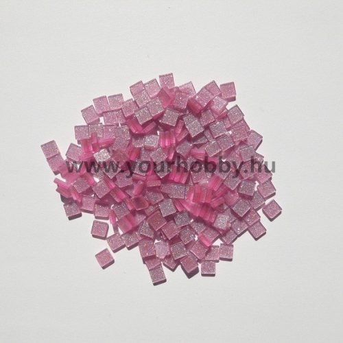 Akrilmozaik csillámos 0,5x0,5 cm - Rózsaszín