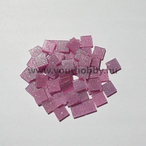 Akrilmozaik csillámos 1x1 cm - Rózsaszín