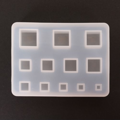 Professzionális szilikon öntőforma  átlátszó vegyes négyzet 6,6x8,6x1,6 cm
