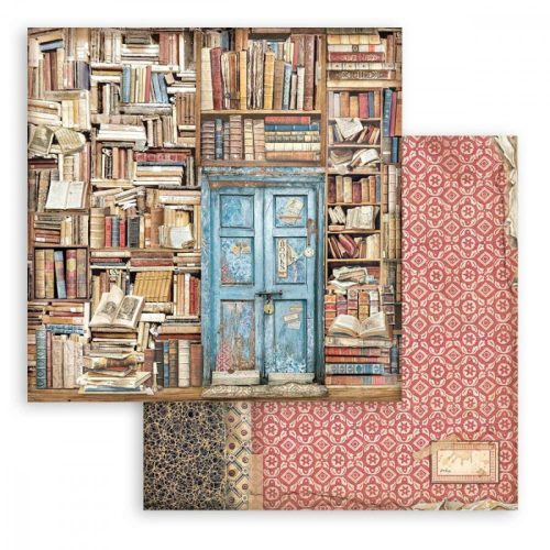 Kétoldalas scrapbook papír - Vintage Library door