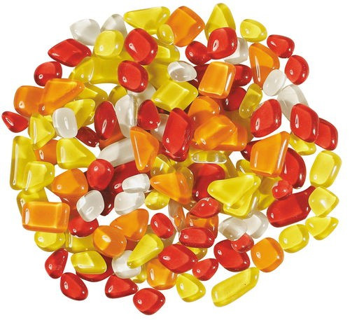 Üvegmozaik puha üveglapok 200 g sárga-piros mix