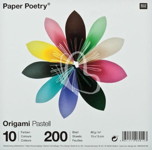 Origami papír pasztell 15x15 cm 200 lap