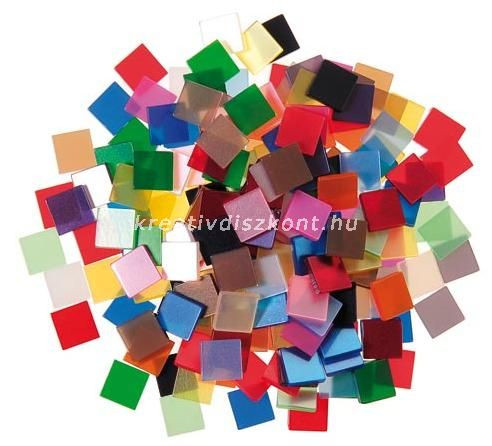 Mozaiklapok, acryl 10x10 mm, vegyes színek / 190 db