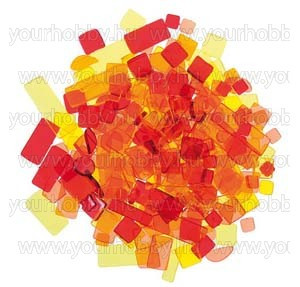 Mozaiklapok akril 100 g sárga-piros mix