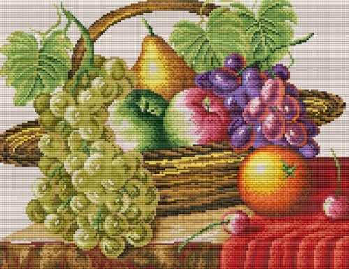 Keresztszemes hímzőkészlet Gyümölcs kosár 40x50 cm