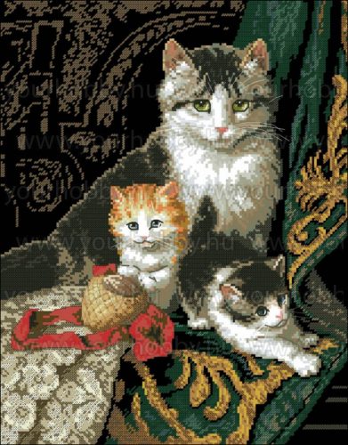 Keresztszemes készlet Macska kölykeivel 40x50 cm