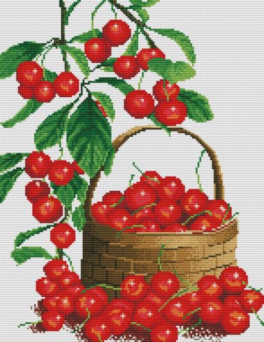 Keresztszemes hímzőkészlet Kosárnyi cseresznye 40x50 cm