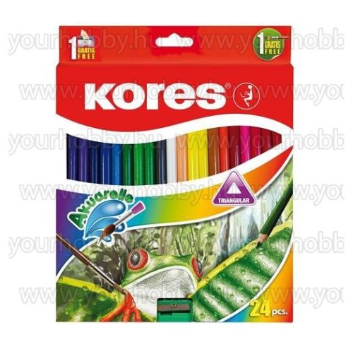 KORES Akvarell ceruza készlet hegyezővel ecsettel 24 szín