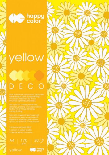 Happy Color Színes papírkészlet A4 170g 20 lap 5 árnyalat - Sárga