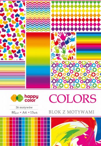 Happy Color Mintás papírkészlet 80g A4 15 lap 26 minta - Színes