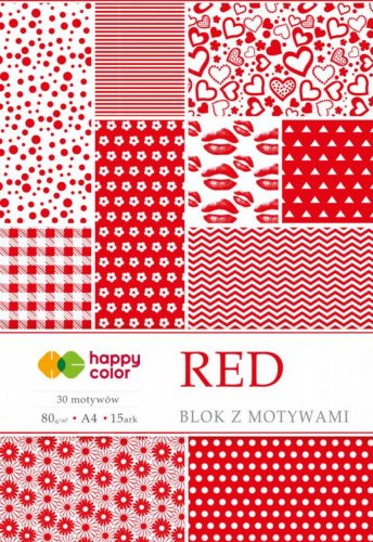 Happy Color Mintás papírkészlet 80g A4 15 lap 30 minta - Piros