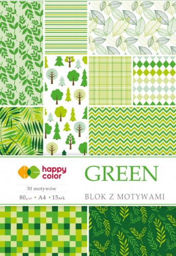 Happy Color Mintás papírkészlet 80g A4 15 lap 30 minta - Zöld