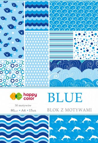 Happy Color Mintás papírkészlet 80g A4 15 lap 30 minta - Kék