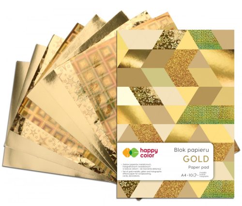 Happy Color Díszpapír készlet 150-230g A4 10 lap Arany