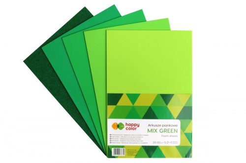 Happy Color Dekorgumi készlet A4 5 lap Zöld mix. 5 árnyalat