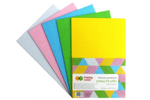 Happy Color Dekorgumi készlet A4 Plüsshatású 5 lap 5 szín