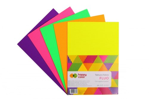 Happy Color Hullámkarton készlet A4 5 ív 5 szín -Fluo