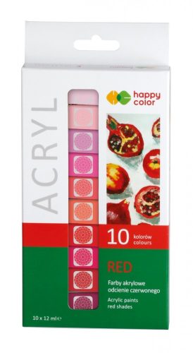 Happy Color Hobbiművész akrilfesték készlet 10x12 ml Piros árnyalatai