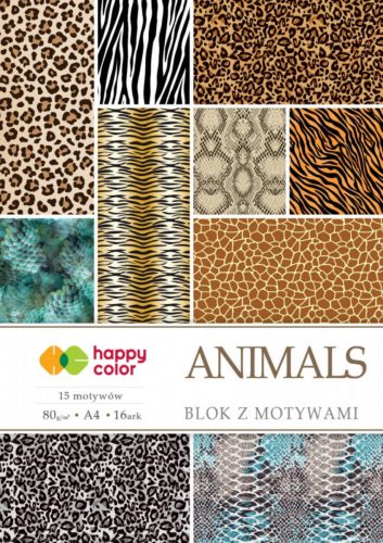 Happy Color Mintás papírkészlet 80g A4 16 lap 16 minta - Állatok