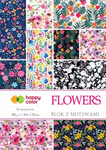 Happy Color Mintás papírkészlet 80g A4 15 lap 25 minta - Virágok