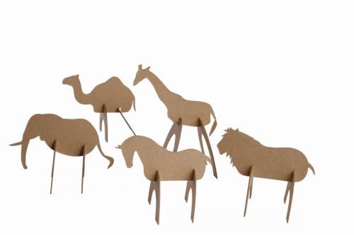 Happy Color Karton figura készlet 3D 5 db 12-15 cm Afrikai állatok