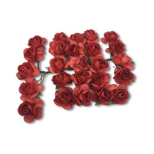 Papír rózsa piros 1,6cm 25db/csomag