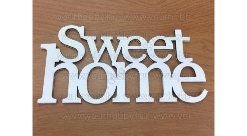 Fa "Sweet Home" felirat koszorúra fehér 7x14 cm