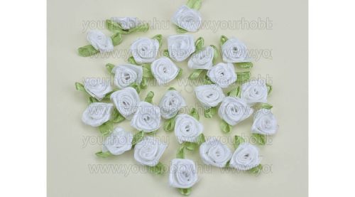 Szatén mini rózsafejek fehér 5db/cs
