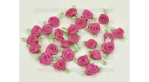 Szatén mini rózsafejek magenta 5db/cs
