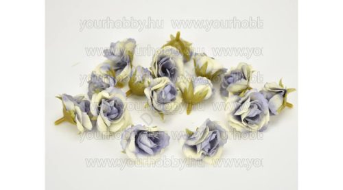 Fodros mini rózsafej vintage kék 4 cm 15 db/cs