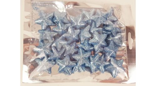 Polisztirol csillag nagy csillámos 3,5 cm kb. 30 db country kék