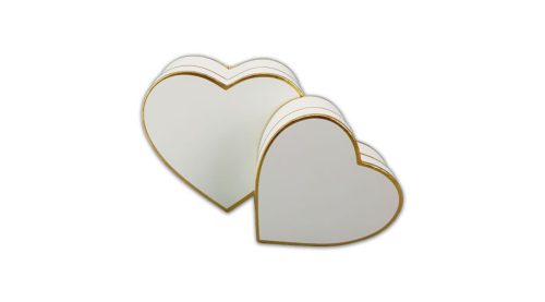 Aranyszegélyes szív doboz 2 db/szett fehér
