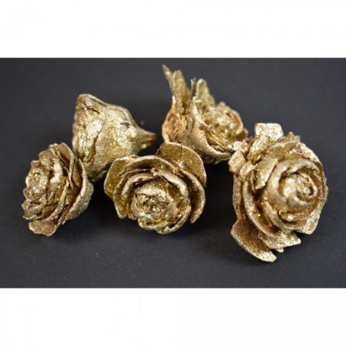 Cédrus rózsafej arany és glitter 2-6 cm 10 db/cs
