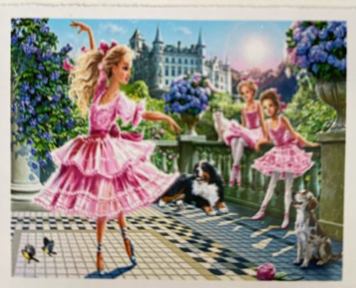 Festés számok után - Kis balerinák teraszon gyakorolnak 20x30 cm