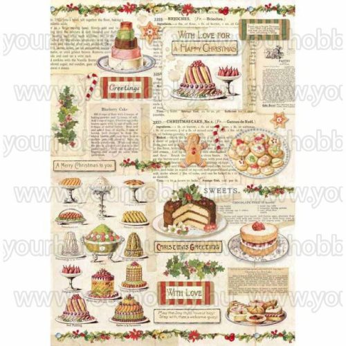 Stamperia Dekupázs rizspapír A4 Karácsonyi édességek DFSA4329