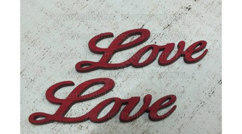 Fa "Love" felirat meggypiros 8 cm 2db/cs