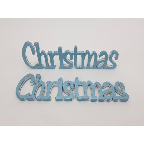 Christmas felirat metál 15 cm - kékezüst
