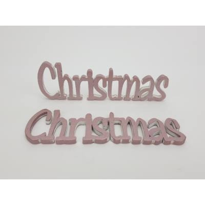 Christmas felirat metál 15 cm - rózsaarany