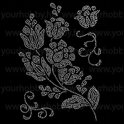 Vasalható strasszköves textil transzfer Romantikus virágok A4