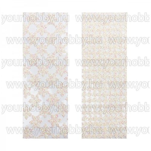 Öntapadó textil jellegű anyag Tyúkláb mintás, hókristály fehér irizáló 2 db