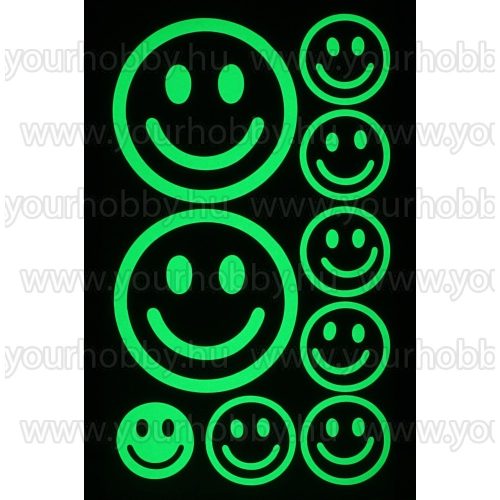 Foszforeszkáló dekor matrica - smiley