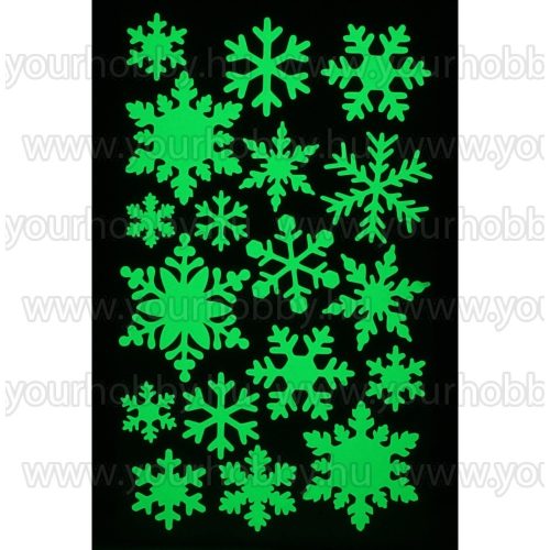 Foszforeszkáló dekor matrica - hópihék