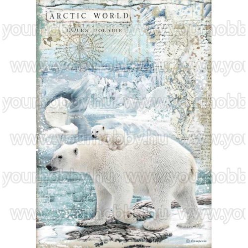 Stamperia Dekupázs rizspapír A4 Sarki világ jegesmedvék DFSA4478