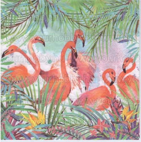 Szalvéta Flamingók virágok között
